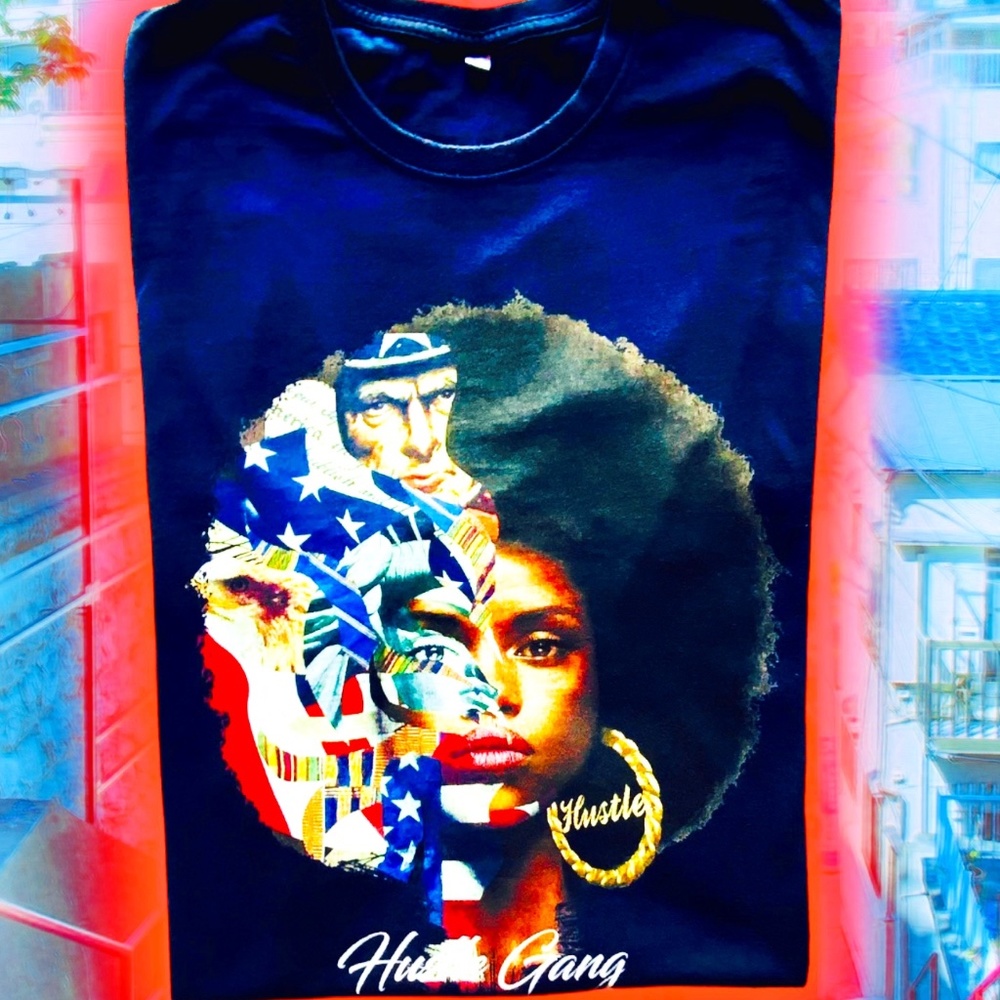 HUSTLE GANG BLACK AMERICA TEE